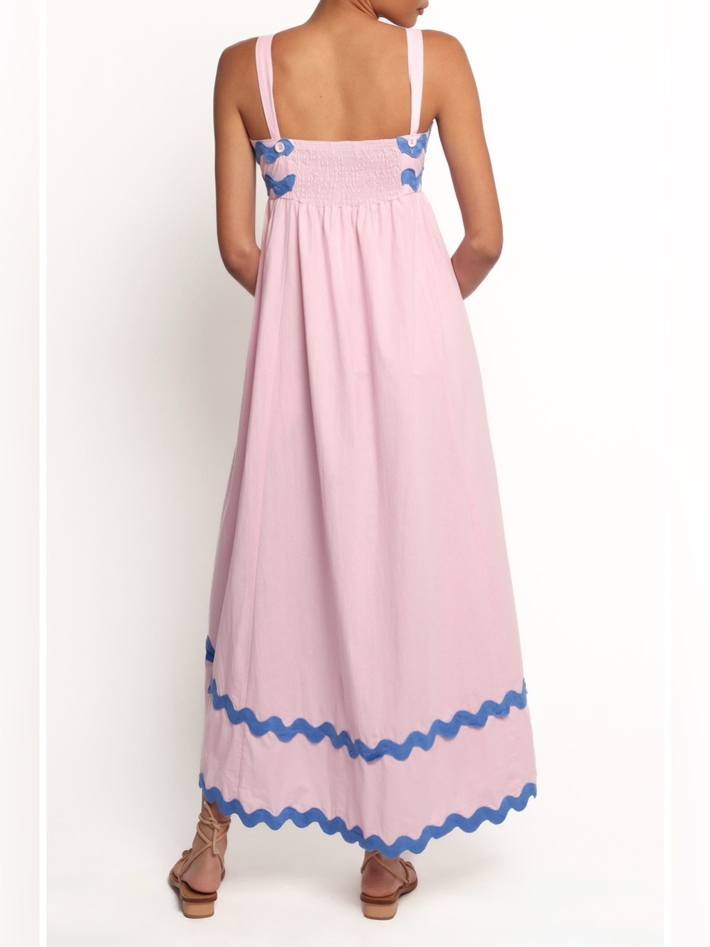 NWT PETAL & PUP Reece Rickrack Trim Midi Dress Vacation Travel Party Women L - Picture 2 of 15